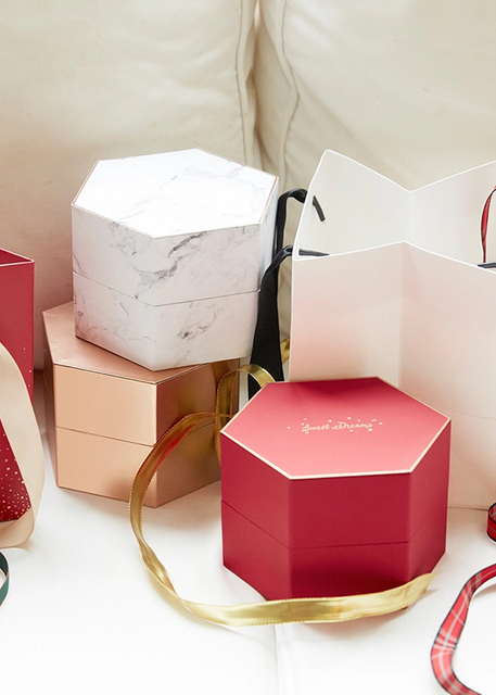 Custom Hexagonal Valentine's Day Gift Box (Chocolate/Preserved Rose Packaging Display)