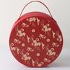 Red Round Rigid Gift Box with Handle Luxury Chinese New Year Packaging