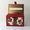 Custom Cosmetic Gift Box Leather Handle & Magnetic Closure Luxury Red Burlap Packaging