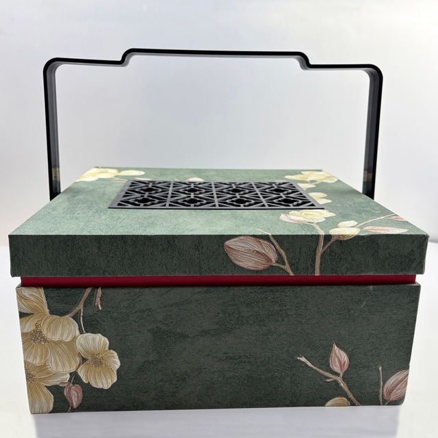 New Chinese Style Embossed Specialty Paper 2-Tier Portable Custom Gift Box