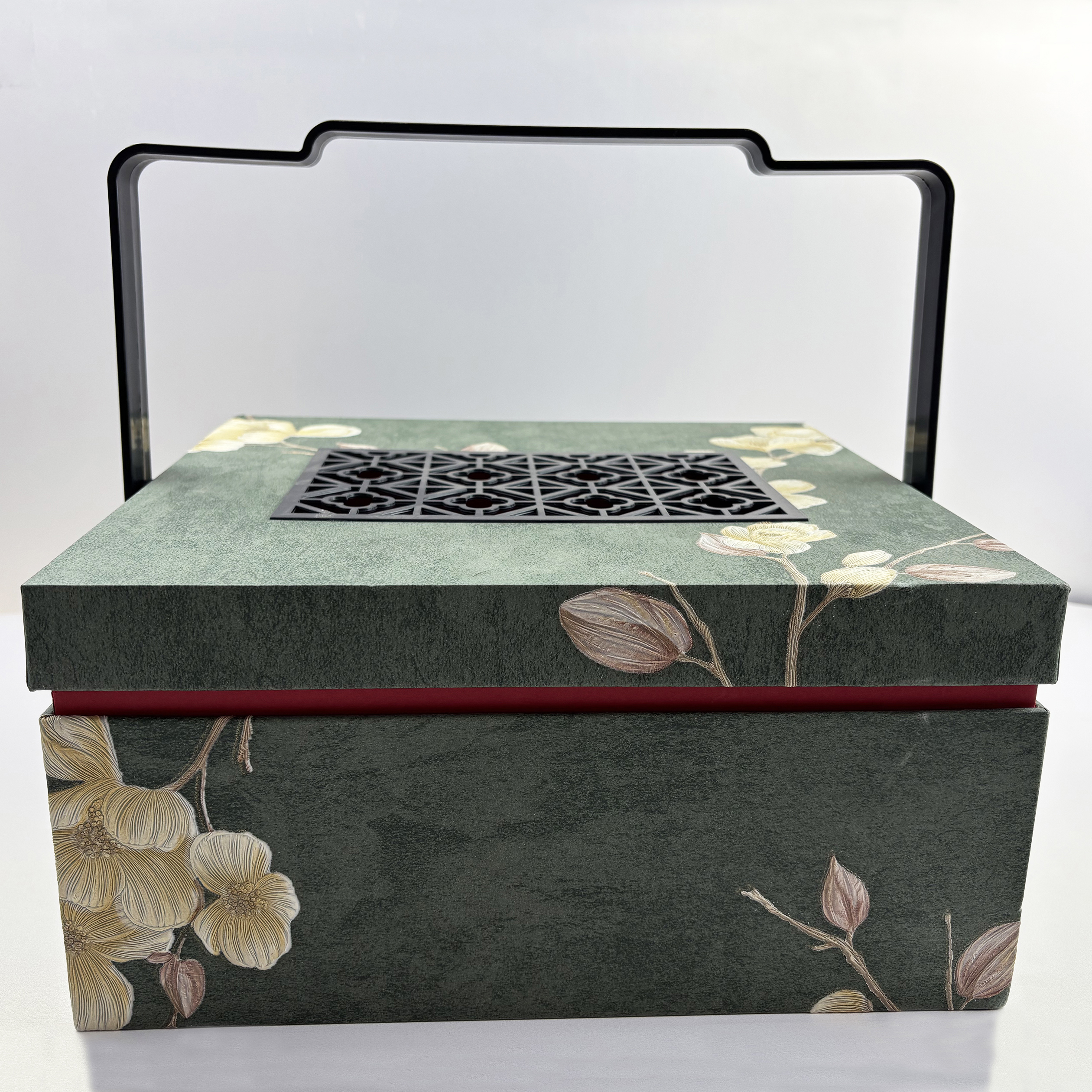 New Chinese Style Embossed Specialty Paper 2-Tier Portable Custom Gift Box